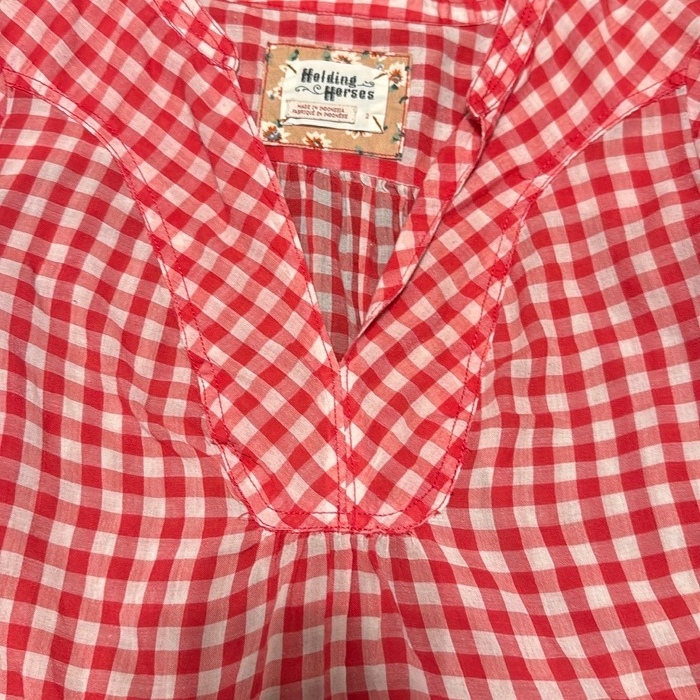 Holding Horses Red and White Checkered Top - Picture 7 of 10